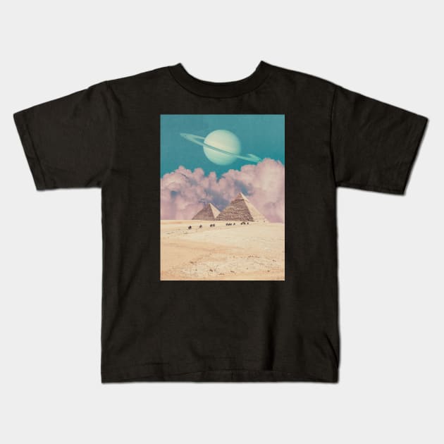 Pink Clouds - Space Aesthetic, Retro Futurism, Sci Fi Kids T-Shirt by jessgaspar